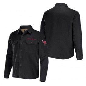 Men's Arizona Cardinals NFL x Darius Rucker Collection by Fanatics Black Canvas Button-Up Shirt Jacket