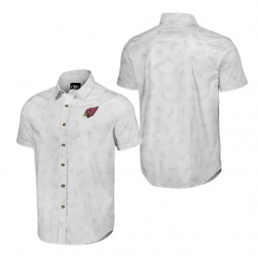 Men's Arizona Cardinals NFL x Darius Rucker Collection by Fanatics White Woven Short Sleeve Button Up Shirt