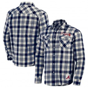 Atlanta Braves Darius Rucker Plaid Flannel Button-Up Shirt Navy