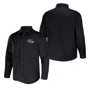 Men's Baltimore Ravens NFL x Darius Rucker Collection by Fanatics Black Convertible Twill Long Sleeve Button-Up Shirt