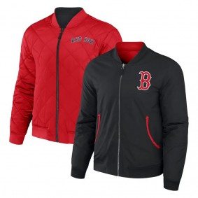 Boston Red Sox Darius Rucker Reversible Full-Zip Bomber Jacket Black Red