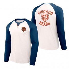 Men's Chicago Bears NFL x Darius Rucker Collection by Fanatics Cream Navy Long Sleeve Raglan T-Shirt