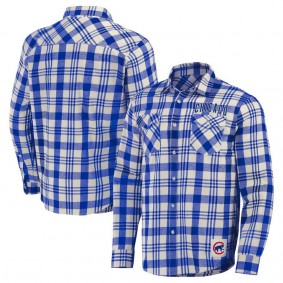 Chicago Cubs Darius Rucker Plaid Flannel Button-Up Shirt Royal