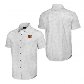 Men's Cincinnati Bengals NFL x Darius Rucker Collection by Fanatics White Woven Short Sleeve Button Up Shirt