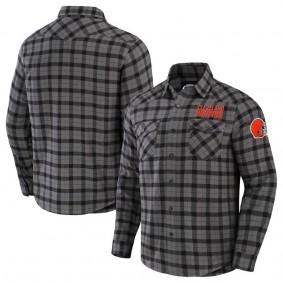 Cleveland Browns NFL x Darius Rucker Flannel Long Sleeve Button-Up Shirt Gray