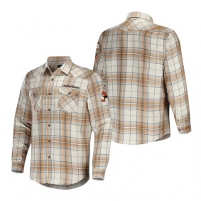 Men's Cleveland Browns NFL x Darius Rucker Collection by Fanatics Tan Flannel Long Sleeve Button-Up Shirt