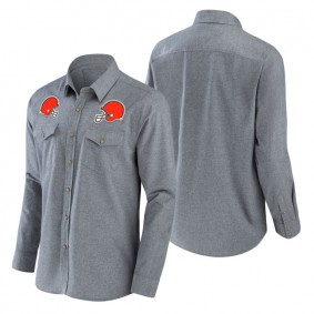 Men's Cleveland Browns NFL x Darius Rucker Collection by Fanatics Gray Chambray Long Sleeve Button-Up Shirt