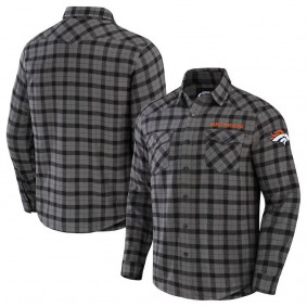 Denver Broncos NFL x Darius Rucker Flannel Long Sleeve Button-Up Shirt Gray