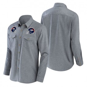 Men's Denver Broncos NFL x Darius Rucker Collection by Fanatics Gray Chambray Long Sleeve Button-Up Shirt