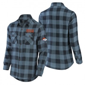 Men's Denver Broncos NFL x Darius Rucker Collection by Fanatics Navy Flannel Long Sleeve Button-Up Shirt