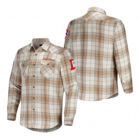 Men's Denver Broncos NFL x Darius Rucker Collection by Fanatics Tan Flannel Long Sleeve Button-Up Shirt