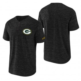 Men's Green Bay Packers NFL x Darius Rucker Collection by Fanatics Black Slub Henley T-Shirt