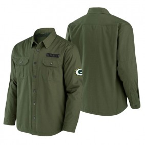 Men's Green Bay Packers NFL x Darius Rucker Collection by Fanatics Olive Long Sleeve Button-Up Shirt Jacket