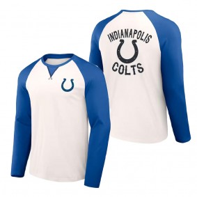 Men's Indianapolis Colts NFL x Darius Rucker Collection by Fanatics Cream Royal Long Sleeve Raglan T-Shirt
