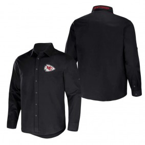 Men's Kansas City Chiefs NFL x Darius Rucker Collection by Fanatics Black Convertible Twill Long Sleeve Button-Up Shirt