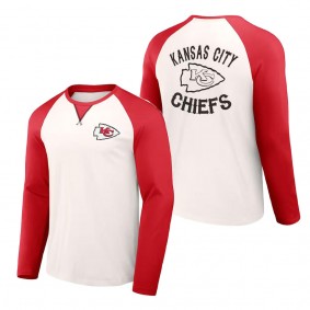 Men's Kansas City Chiefs NFL x Darius Rucker Collection by Fanatics Cream Red Long Sleeve Raglan T-Shirt