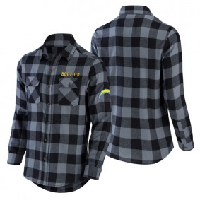 Men's Las Vegas Raiders NFL x Darius Rucker Collection by Fanatics Black Flannel Long Sleeve Button-Up Shirt