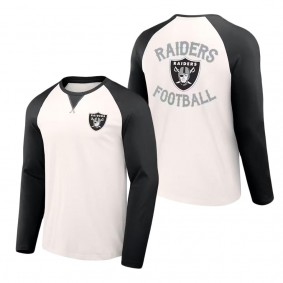 Men's Las Vegas Raiders NFL x Darius Rucker Collection by Fanatics Cream Black Long Sleeve Raglan T-Shirt