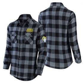 Men's Los Angeles Chargers NFL x Darius Rucker Collection by Fanatics Black Flannel Long Sleeve Button-Up Shirt