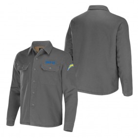 Men's Los Angeles Chargers NFL x Darius Rucker Collection by Fanatics Gray Canvas Button-Up Shirt Jacket