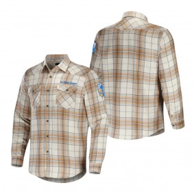 Men's Los Angeles Chargers NFL x Darius Rucker Collection by Fanatics Tan Flannel Long Sleeve Button-Up Shirt