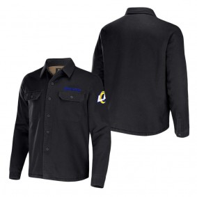 Men's Los Angeles Rams NFL x Darius Rucker Collection by Fanatics Black Canvas Button-Up Shirt Jacket