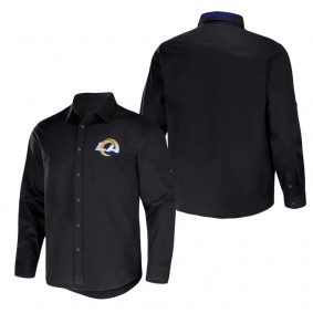 Men's Los Angeles Rams NFL x Darius Rucker Collection by Fanatics Black Convertible Twill Long Sleeve Button-Up Shirt