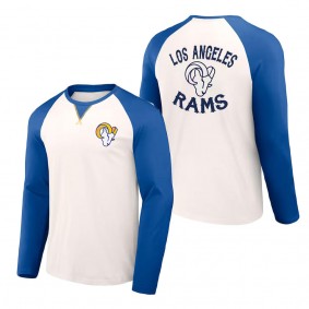 Men's Los Angeles Rams NFL x Darius Rucker Collection by Fanatics Cream Royal Long Sleeve Raglan T-Shirt