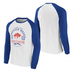 Men's Buffalo Bills NFL x Darius Rucker Collection by Fanatics White Royal Vintage Raglan Long Sleeve T-Shirt