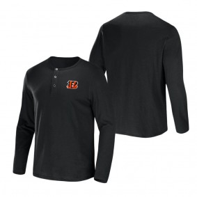 Men's Cincinnati Bengals NFL x Darius Rucker Collection by Fanatics Black Slub Jersey Henley Long Sleeve T-Shirt