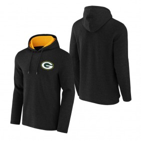 Men's Green Bay Packers NFL x Darius Rucker Collection by Fanatics Heathered Black Waffle Knit Pullover Hoodie