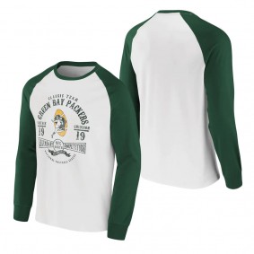 Men's Green Bay Packers NFL x Darius Rucker Collection by Fanatics White Green Vintage Raglan Long Sleeve T-Shirt