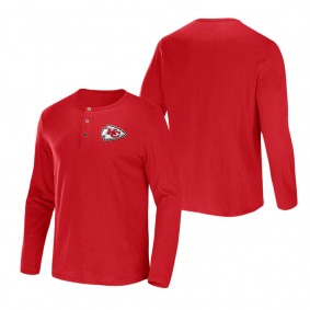 Men's Kansas City Chiefs NFL x Darius Rucker Collection by Fanatics Red Slub Jersey Henley Long Sleeve T-Shirt