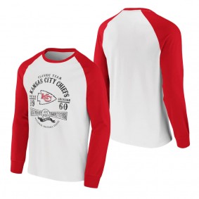 Men's Kansas City Chiefs NFL x Darius Rucker Collection by Fanatics White Red Vintage Raglan Long Sleeve T-Shirt