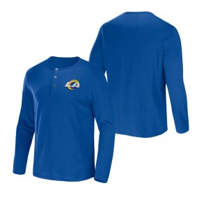 Men's Los Angeles Rams NFL x Darius Rucker Collection by Fanatics Royal Slub Jersey Henley Long Sleeve T-Shirt