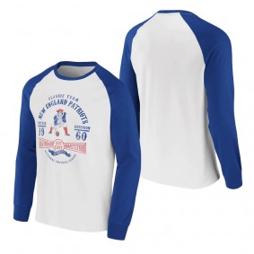 Men's New England Patriots NFL x Darius Rucker Collection by Fanatics White Royal Vintage Raglan Long Sleeve T-Shirt