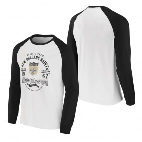 Men's New Orleans Saints NFL x Darius Rucker Collection by Fanatics White Black Vintage Raglan Long Sleeve T-Shirt