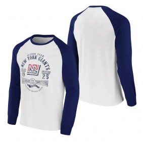 Men's New York Giants NFL x Darius Rucker Collection by Fanatics White Navy Vintage Raglan Long Sleeve T-Shirt