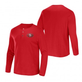 Men's San Francisco 49ers NFL x Darius Rucker Collection by Fanatics Scarlet Slub Jersey Henley Long Sleeve T-Shirt