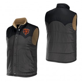 Men's Chicago Bears NFL x Darius Rucker Collection by Fanatics Charcoal Two-Tone Sherpa Button-Up Vest