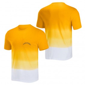 Men's Los Angeles Chargers NFL x Darius Rucker Collection by Fanatics Gold White Dip Dye Pocket T-Shirt