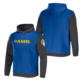 Men's Los Angeles Rams NFL x Darius Rucker Collection by Fanatics Royal Charcoal Colorblock Pullover Hoodie