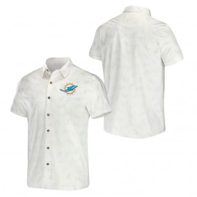 Men's Miami Dolphins NFL x Darius Rucker Collection by Fanatics White Woven Button-Up T-Shirt