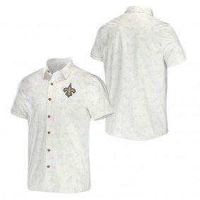 Men's New Orleans Saints NFL x Darius Rucker Collection by Fanatics White Woven Button-Up T-Shirt
