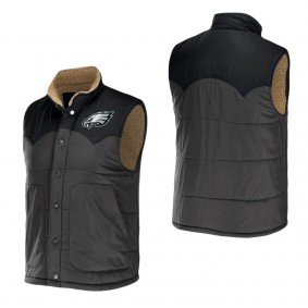 Men's Philadelphia Eagles NFL x Darius Rucker Collection by Fanatics Charcoal Two-Tone Sherpa Button-Up Vest