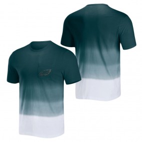 Men's Philadelphia Eagles NFL x Darius Rucker Collection by Fanatics Midnight Green White Dip Dye Pocket T-Shirt