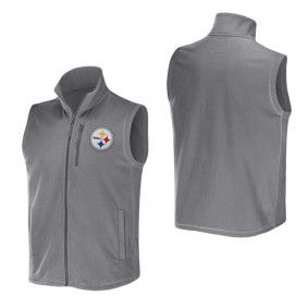 Men's Pittsburgh Steelers NFL x Darius Rucker Collection by Fanatics Gray Polar Fleece Full-Zip Vest