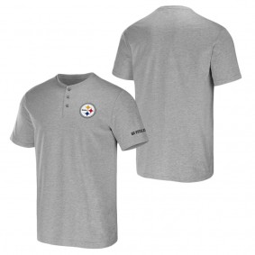 Men's Pittsburgh Steelers NFL x Darius Rucker Collection by Fanatics Heather Gray Henley T-Shirt