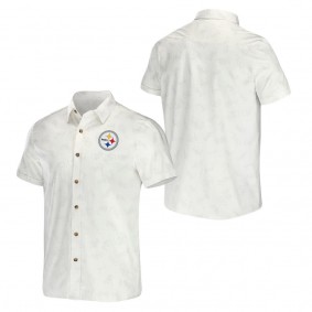 Men's Pittsburgh Steelers NFL x Darius Rucker Collection by Fanatics White Woven Button-Up T-Shirt