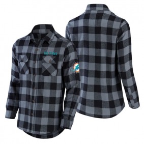 Men's Miami Dolphins NFL x Darius Rucker Collection by Fanatics Black Flannel Long Sleeve Button-Up Shirt